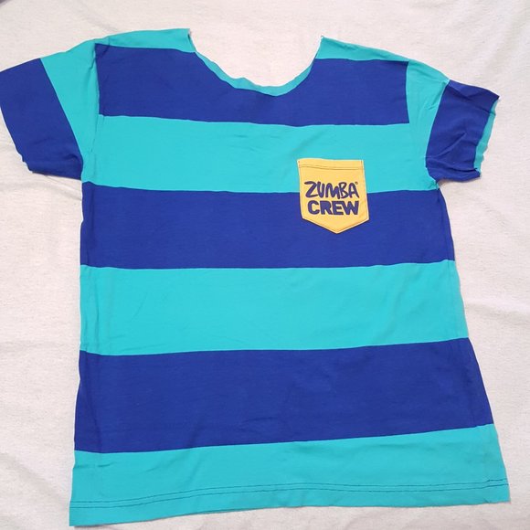 2/$20 Zumba Modified Cut Instructor Stripe Colourblock Shirt with Pocket - Picture 1 of 15